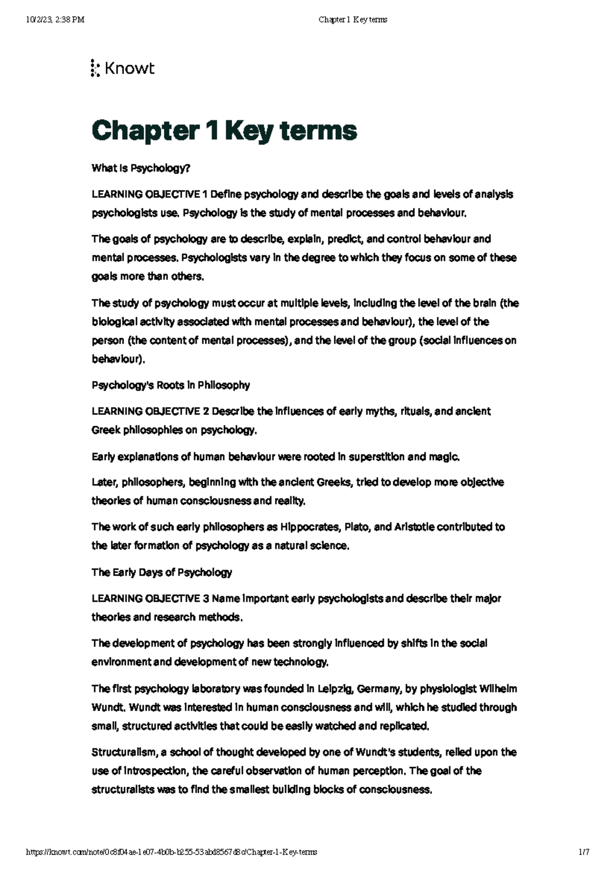 Psychology 101: Chapter 1 Key Terms and Concepts Explained - Studocu
