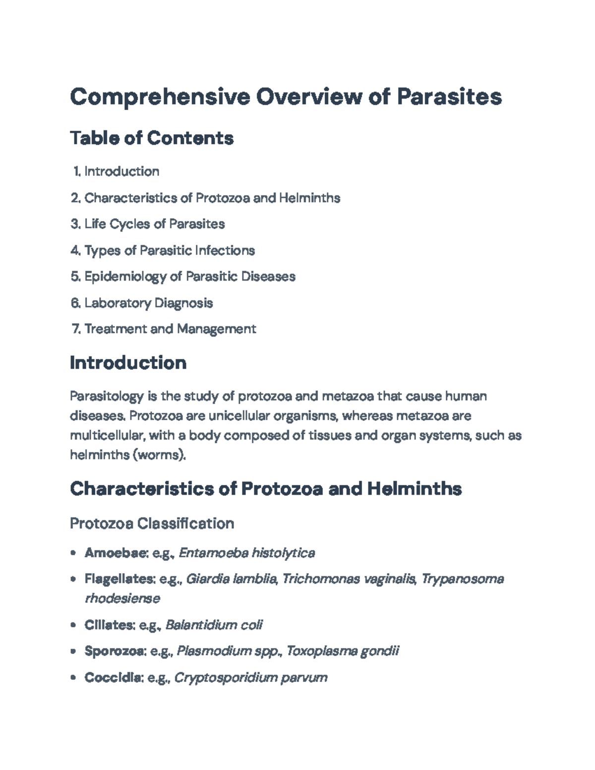 Comprehensive Overview of Parasitic Diseases and Their Management ...