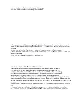 COM 200 Week 1 Assignment 1- Miscommunication - Miscommunication COM200 ...