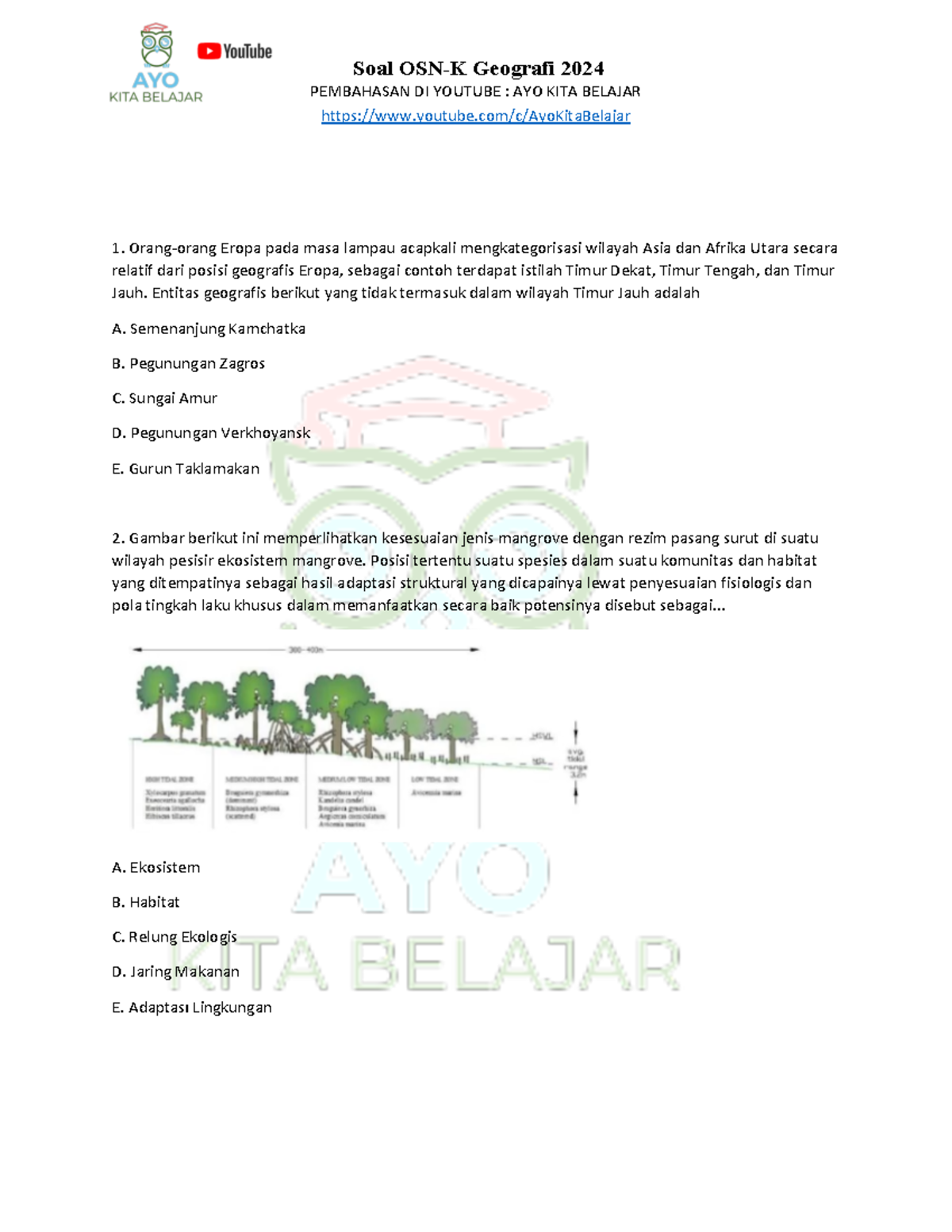 Soal Osnk Geografi 2024 Pembahasan Ujian Praktis Studocu