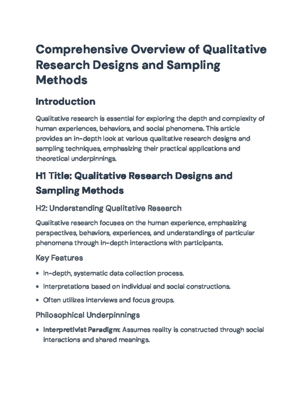 Qualitative Research Designs and Sampling Methods: A Comprehensive ...