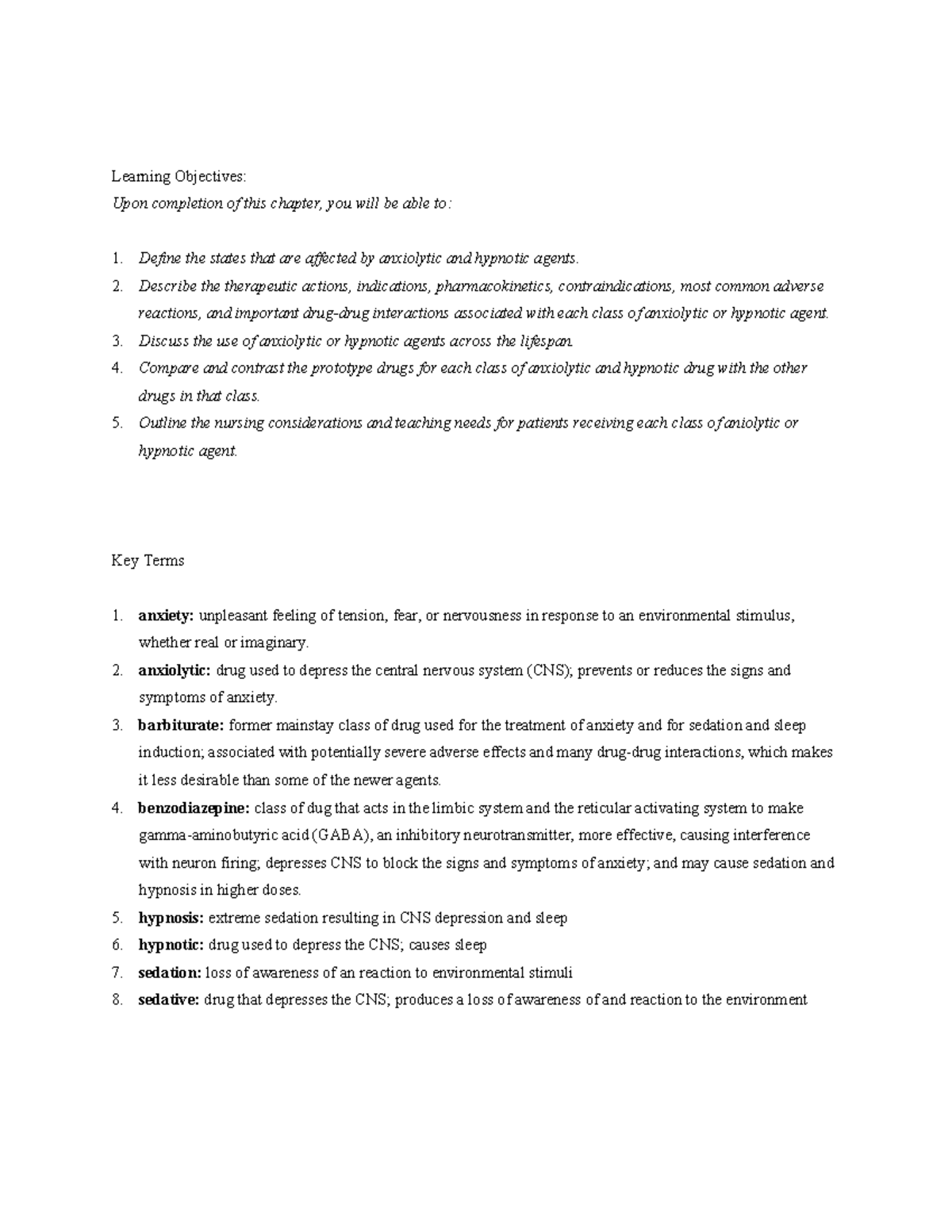 Chapter 20: Overview of Anxiolytic and Hypnotic Agents (Pharmacology ...
