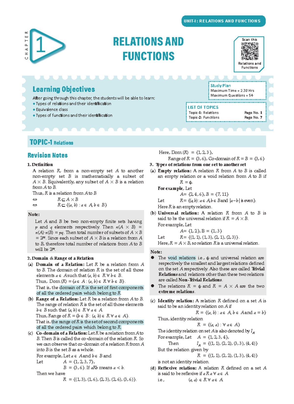 Chapter 1: Relations and Functions - Study Notes for MATHEMATICS (SGY ...