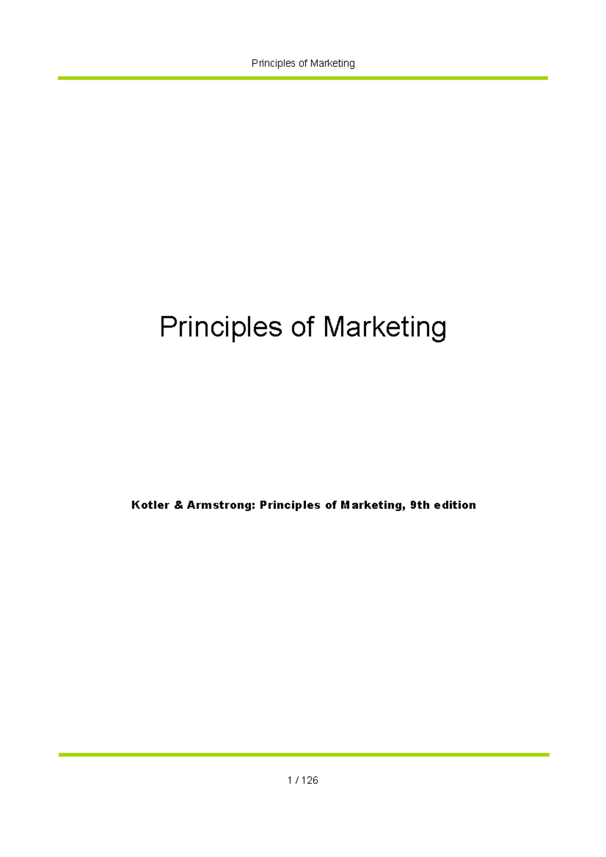 Principles of Marketing (MKT 101) - Comprehensive Summary Notes - Studocu