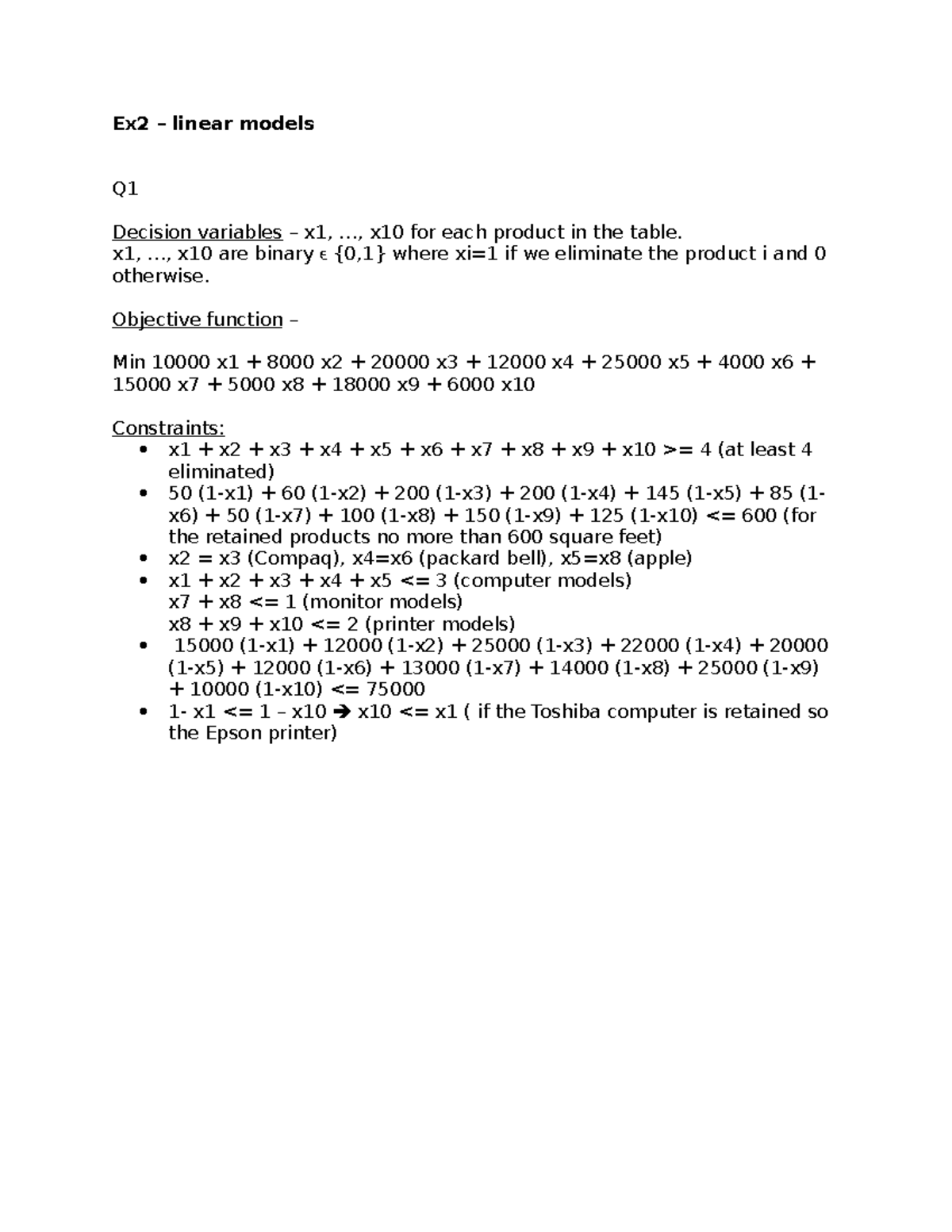 Final Exam - Linear Models Analysis for Course Code Ex2 - Studocu