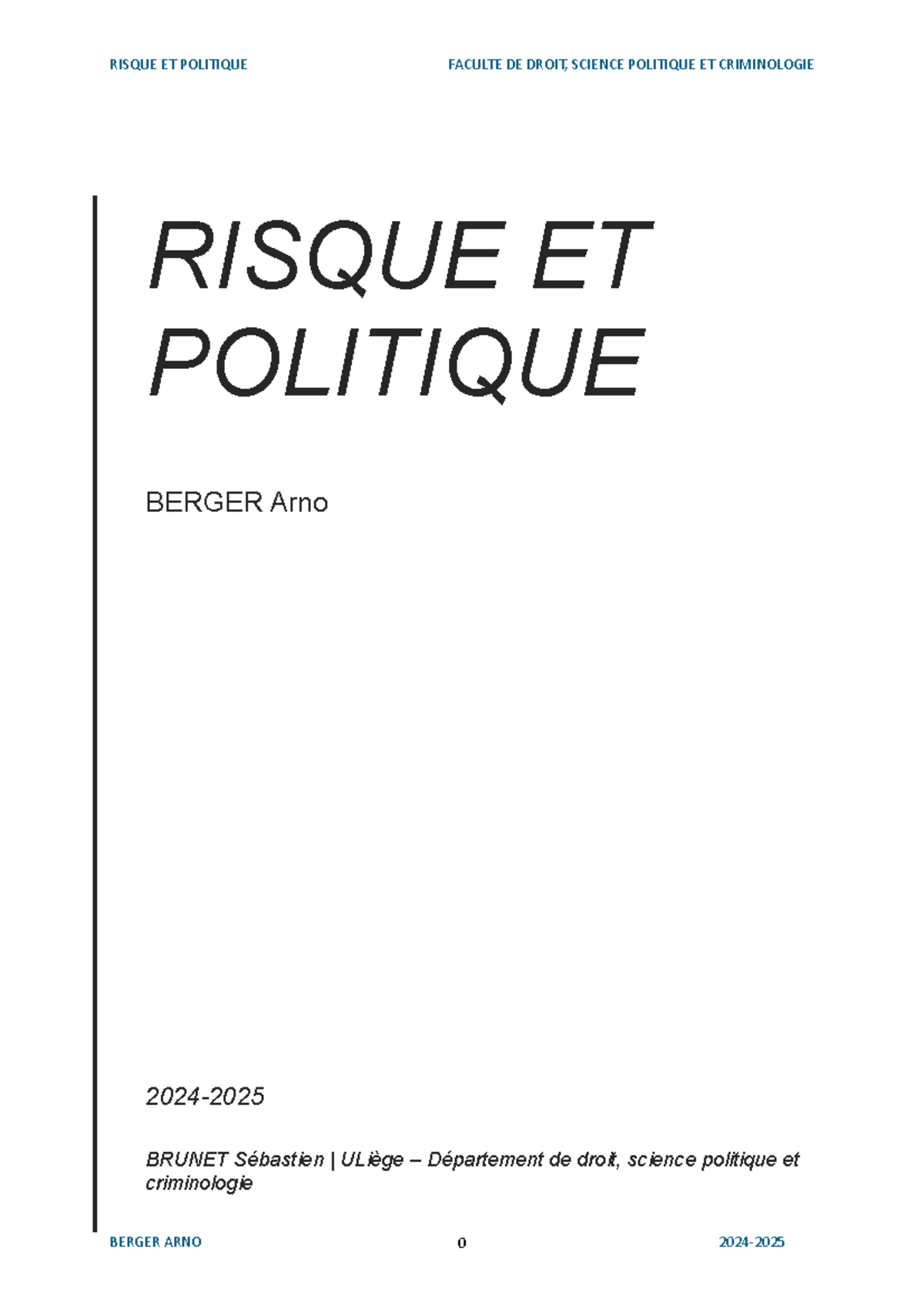 Risque et Politique : Notes de Cours ULiège en Droit et Science ...