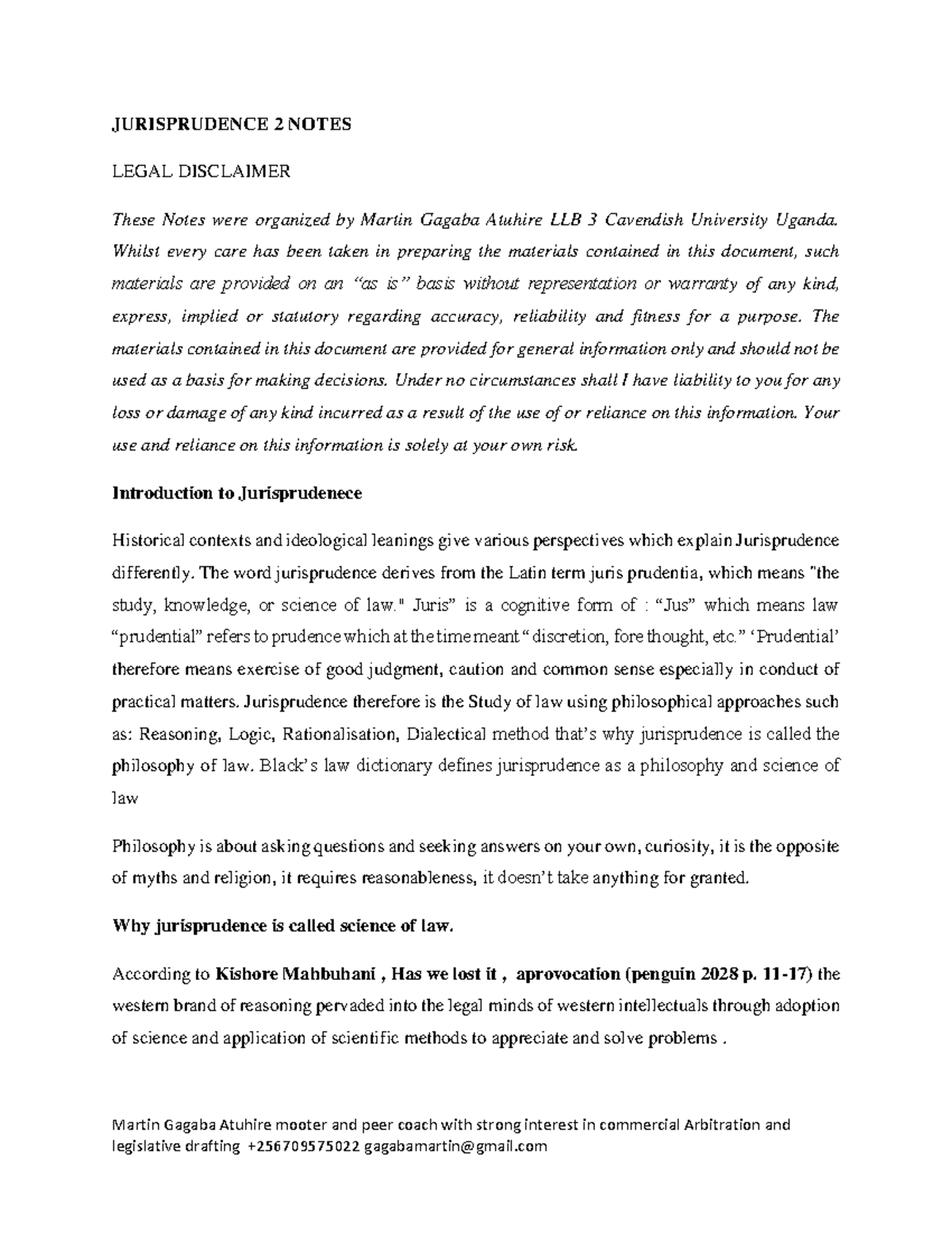 JURISPRUDENCE 2: Comprehensive Notes on Legal Philosophy and Theory ...