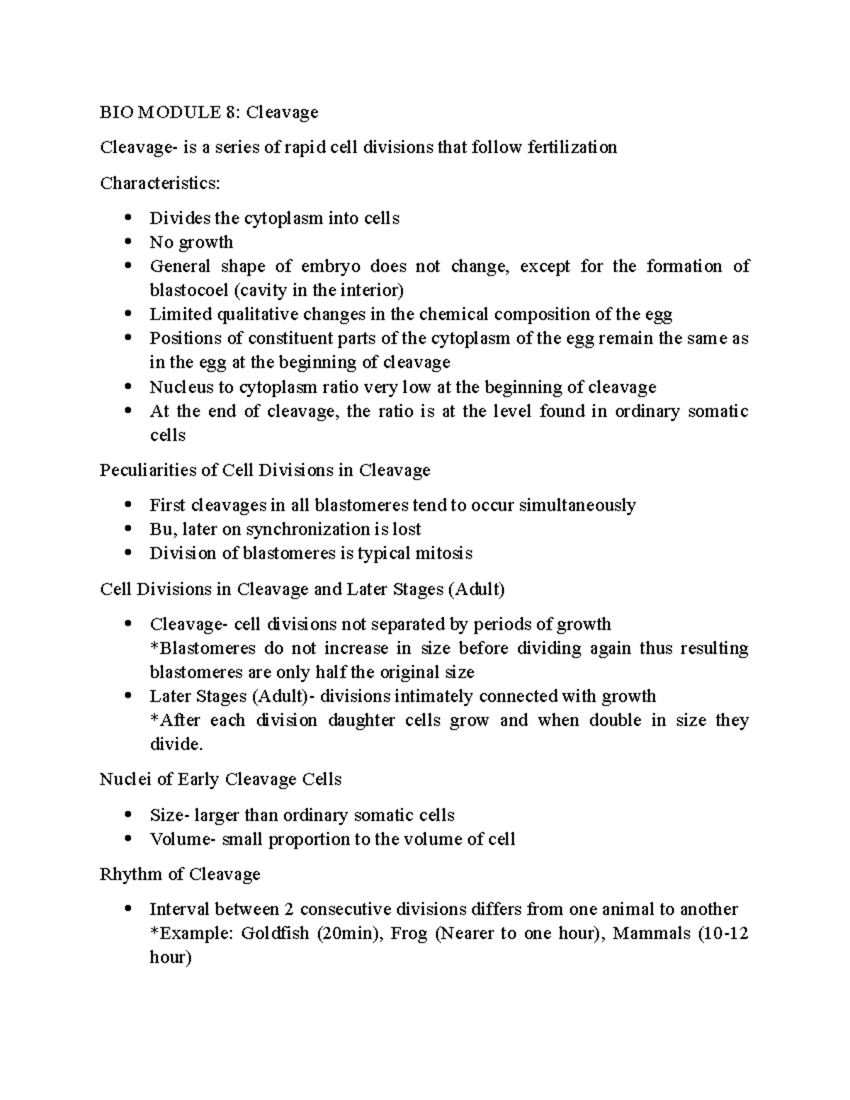 Bio module 8 - It is the summary of the lectures in biology discussions ...