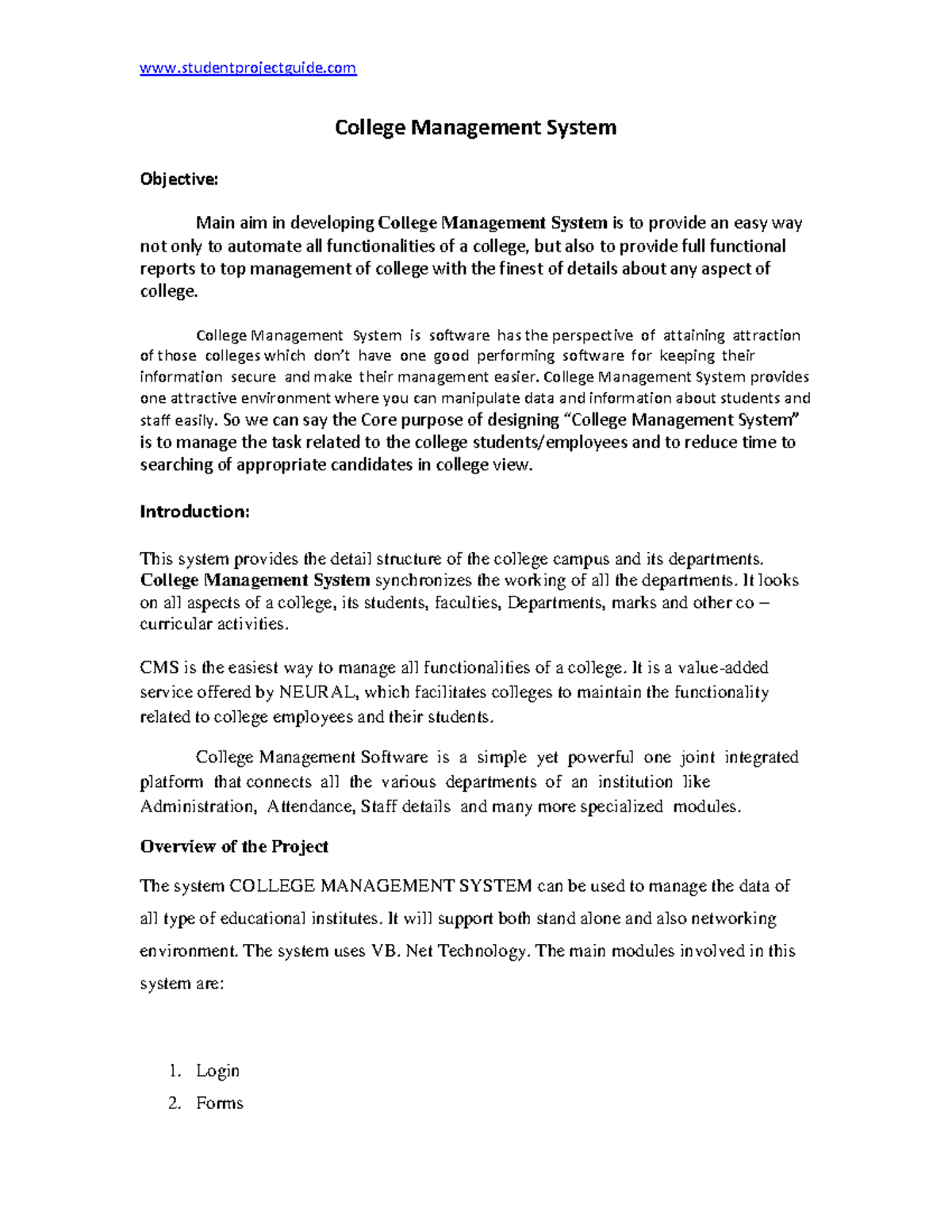 CMS Overview and Functionality: A Detailed Study of College Mgmt System ...