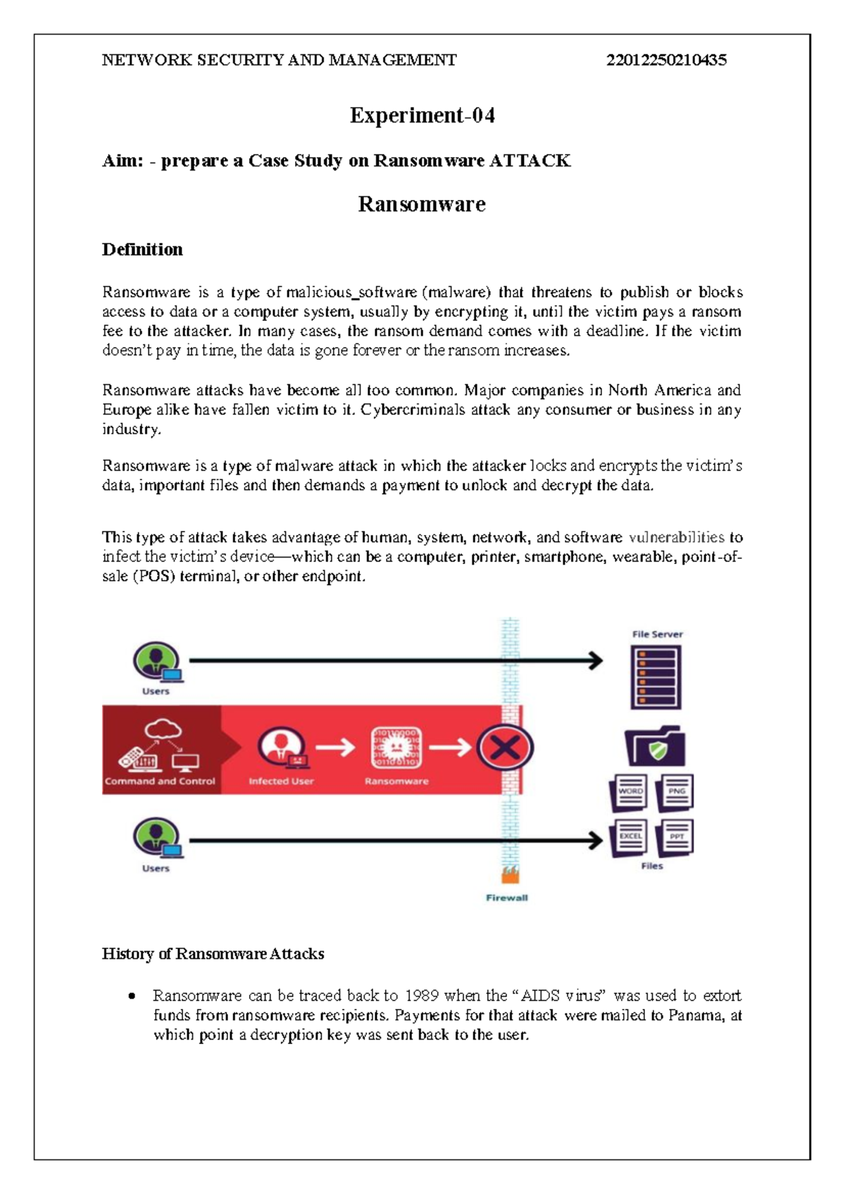 Ransomware ATTACK Case Study - Experiment 04 Report - Studocu