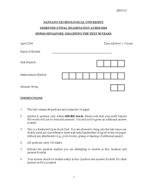 Sample Reflection Exam Paper - NANYANG TECHNOLOGICAL UNIVERSITY ...