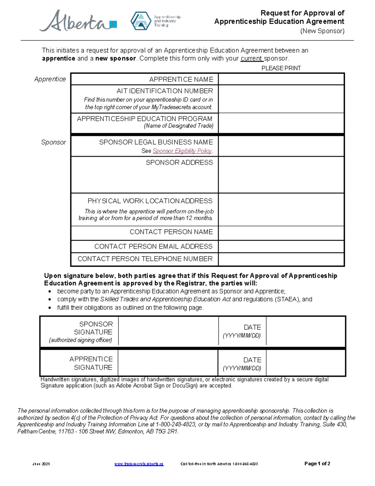 Request for Approval of Apprenticeship Education Agreement Form - Studocu