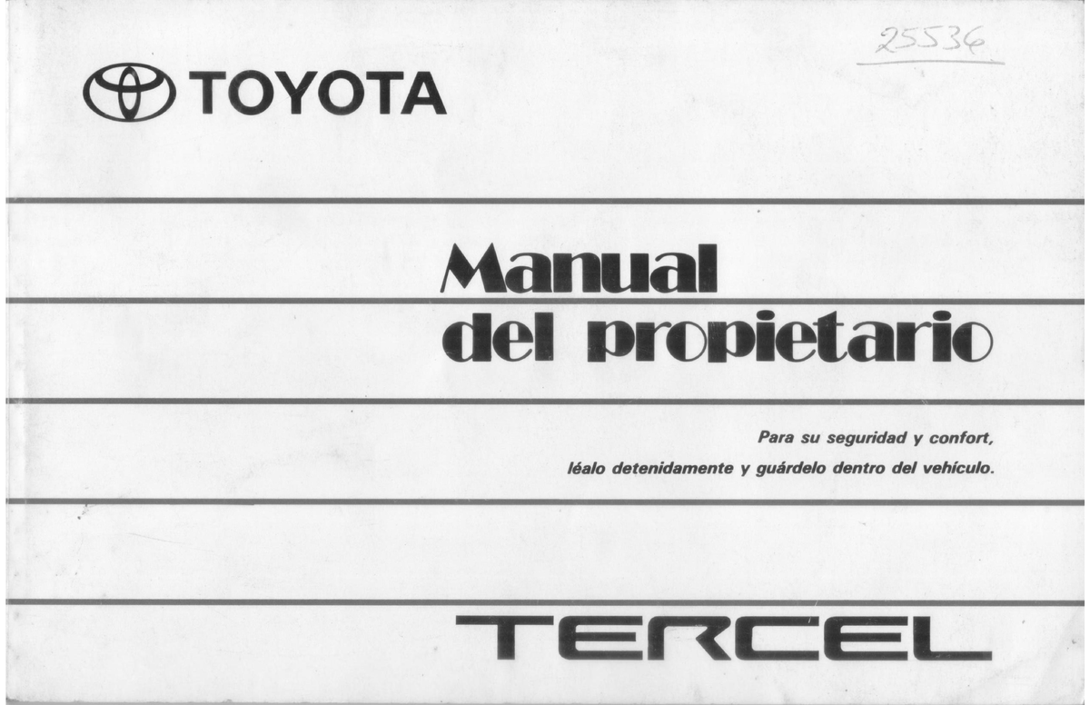Manual de Usuario - Toyota Tercel L50 y L53: Guía Completa - Document Preview