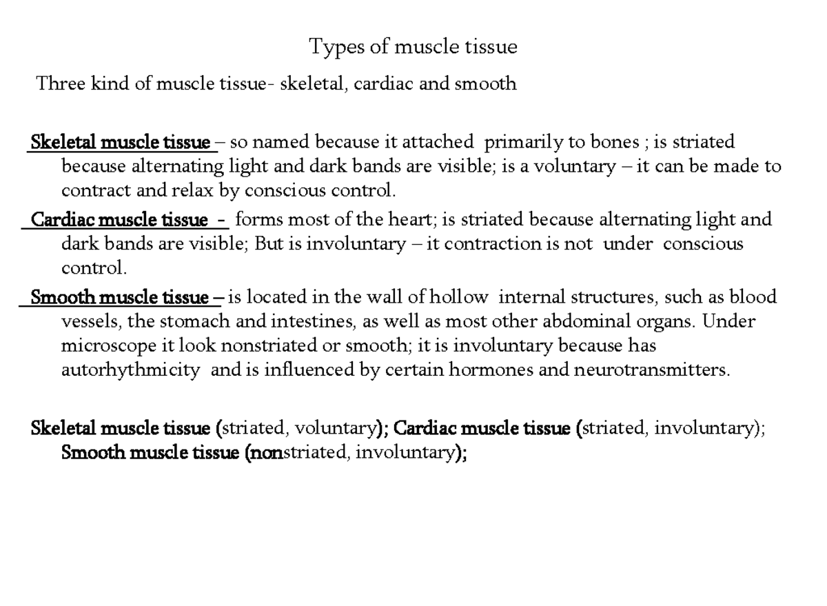2.Contraction of Skeletal Muscle - Types of muscle tissue Three kind of ...