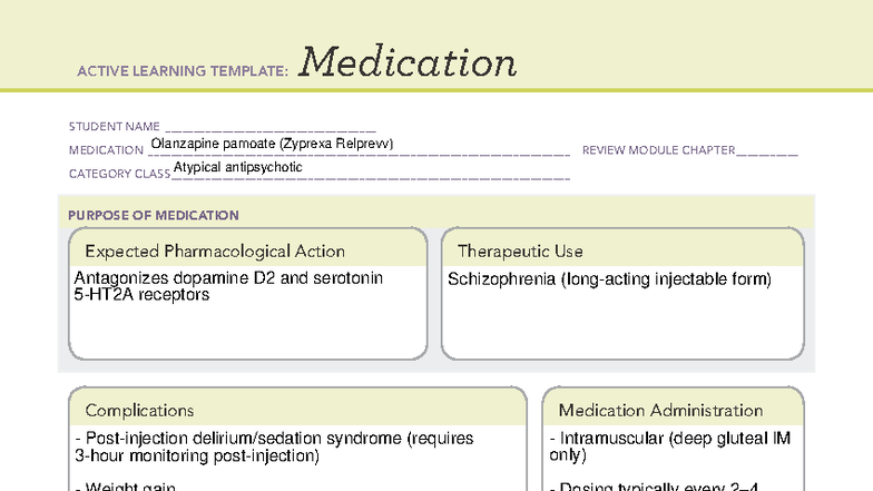 ACTIVE LEARNING TEMPLATE: Zyprexa Relprevv Medication Review Module ...