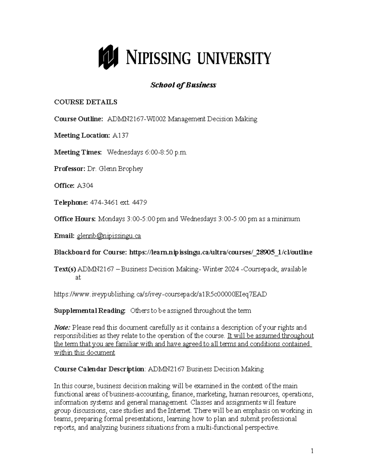 ADMN2167-WI002 Management Decision Making Course Outline and Details ...