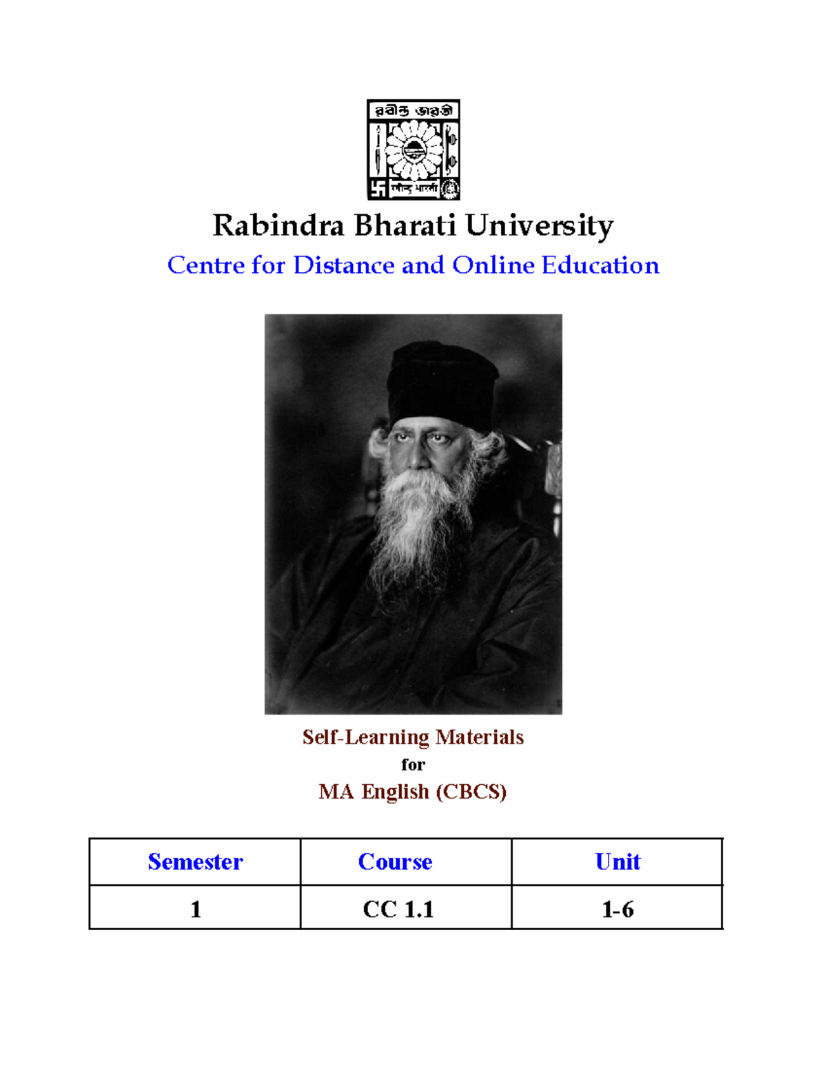 CC-1 Study Material: MA English (CBCS) Semester I - Doctor Faustus ...