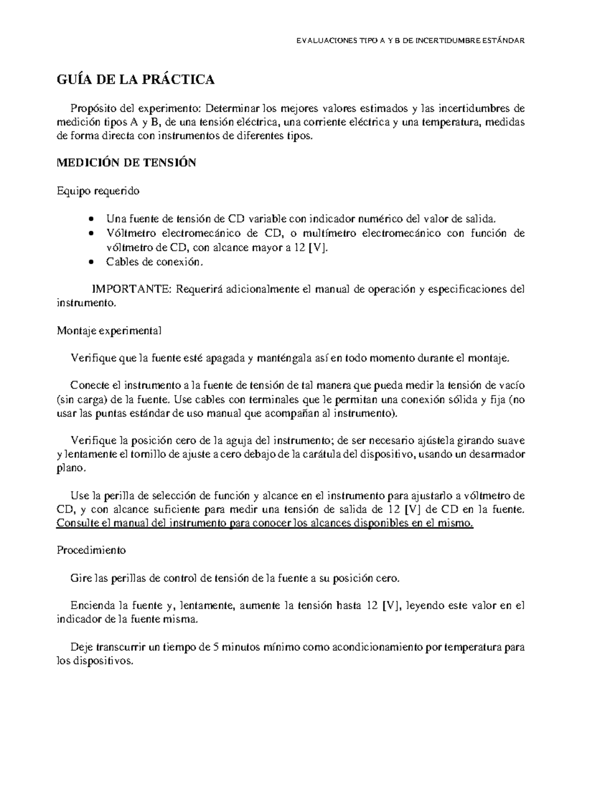 P2 Evaluaciones TIPO A y B de Incertidumbre Estándar en Mediciones ...