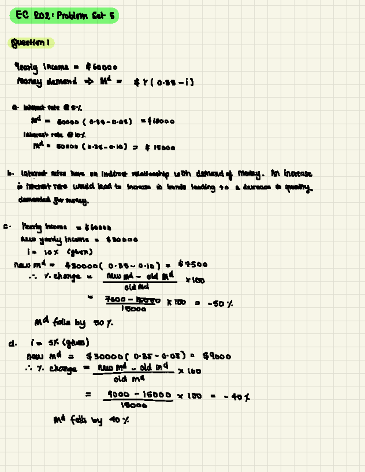 EC 202: Problem Set 5 - Money Demand and Interest Rate Analysis - Studocu