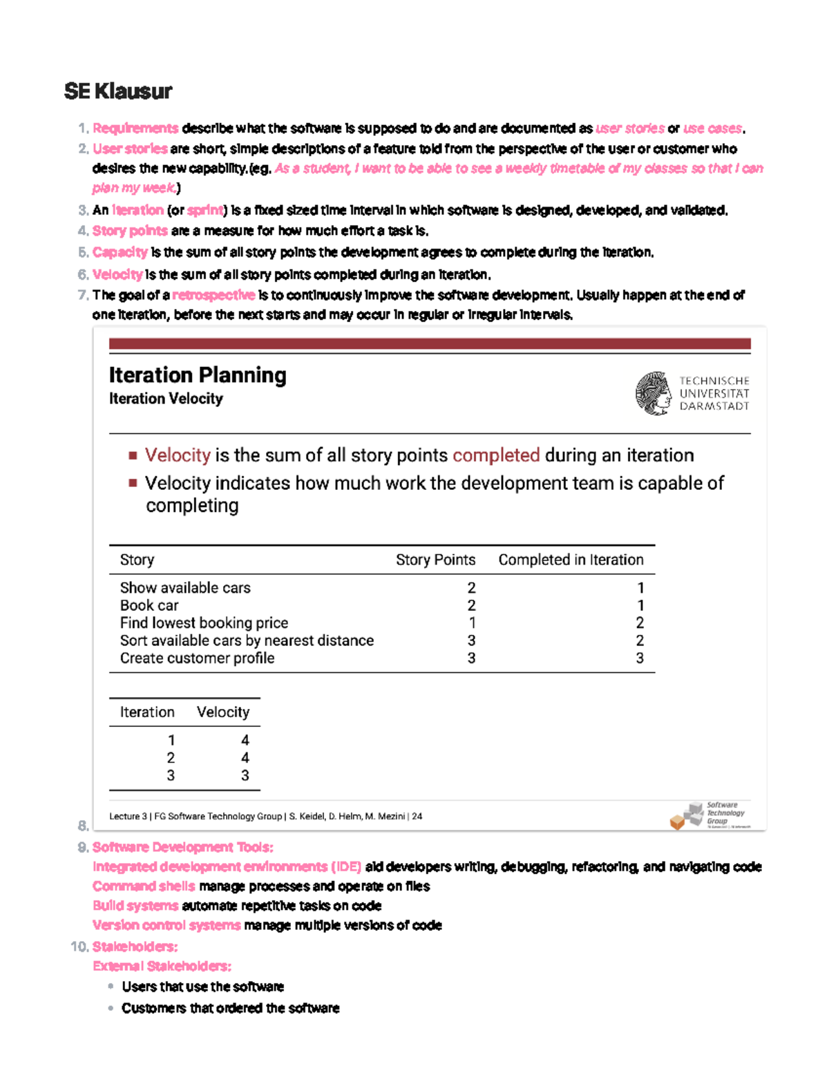 SE Klausurvorbereitung: Comprehensive Guide for Exam Success - Studocu