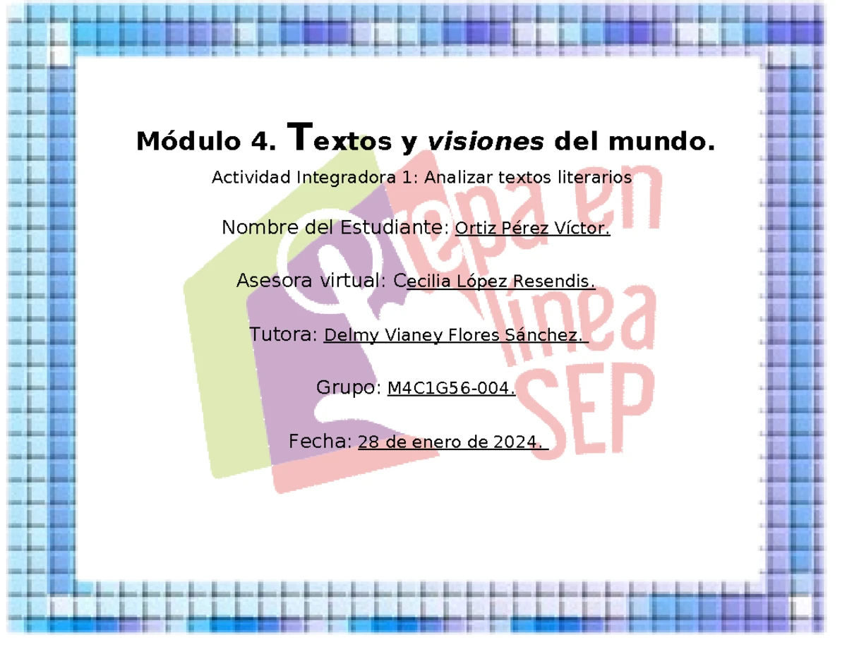 Módulo 4: Actividad Integradora 2 sobre Textos Literarios y Lenguaje