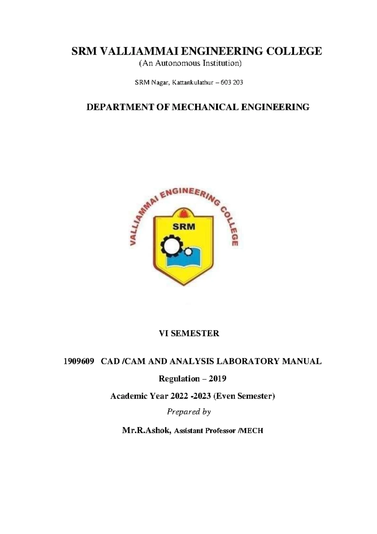 CAD CAM Lab Record: 3D Solid Modeling Projects (April-May 2025) - Studocu