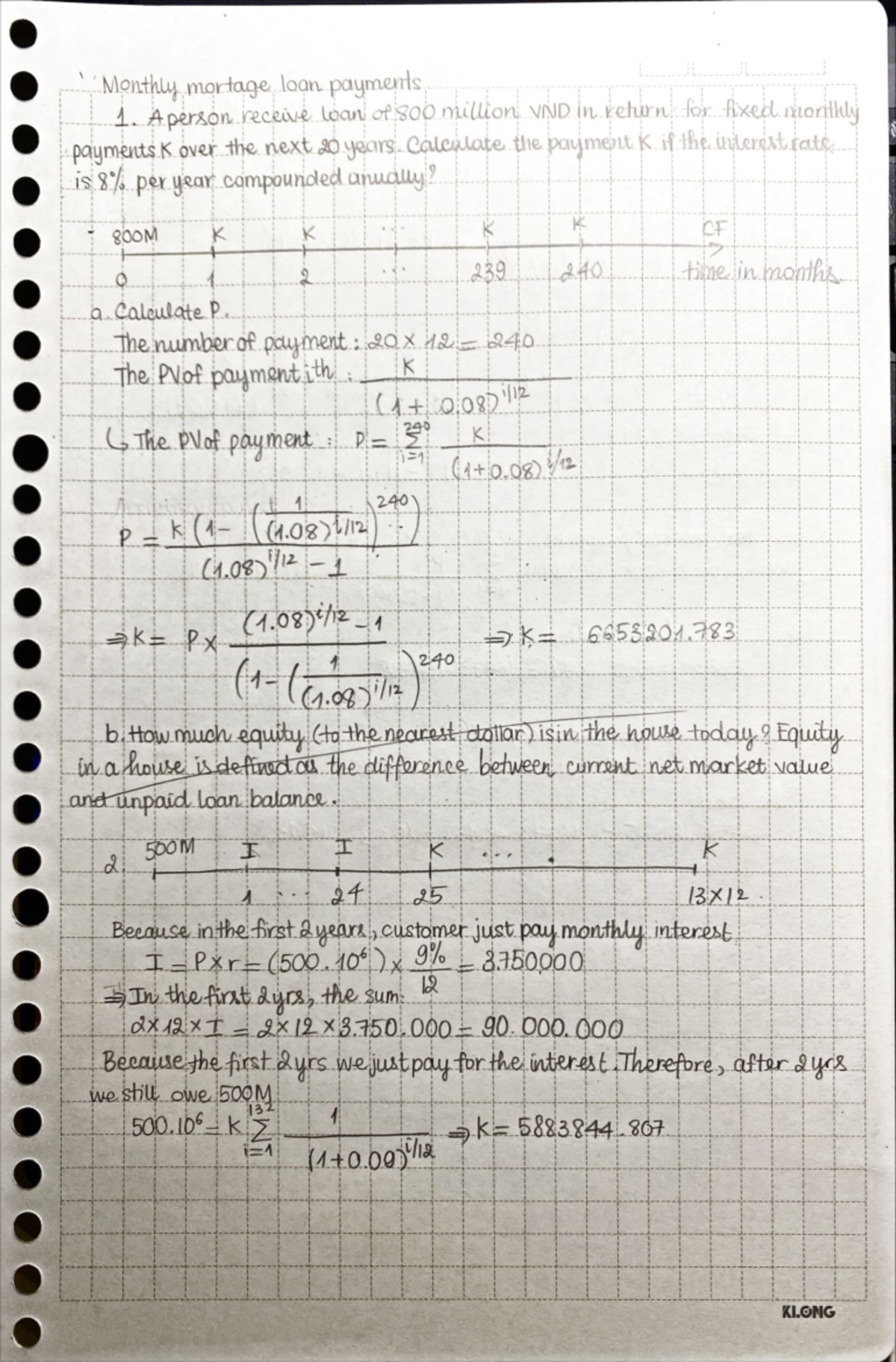 Fmathematics HW - Monthly mortage loan payments 1. A person receive ...