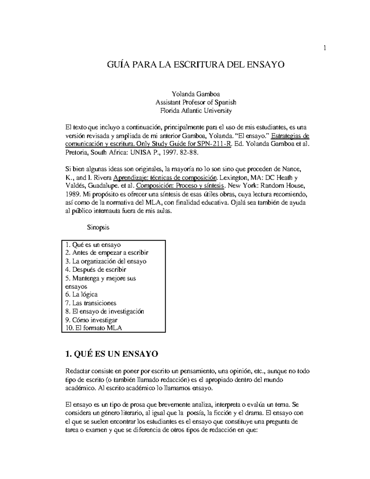 Texto - Yolanda Gamboa - Guia para la escritura del ensayo - GUÍA PARA ...
