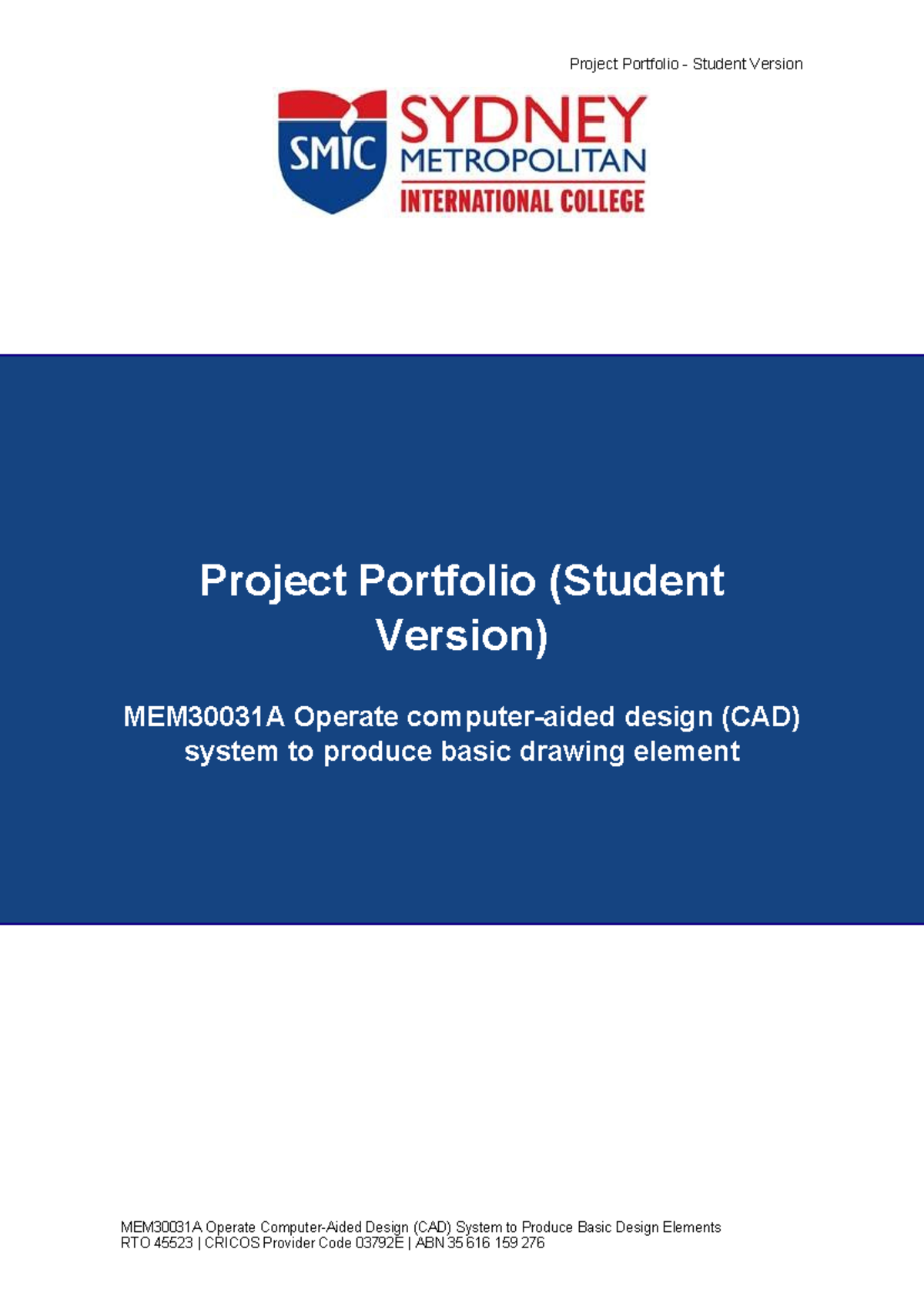 MEM30031A Project Portfolio: CAD System Drawing Elements Guide - Studocu