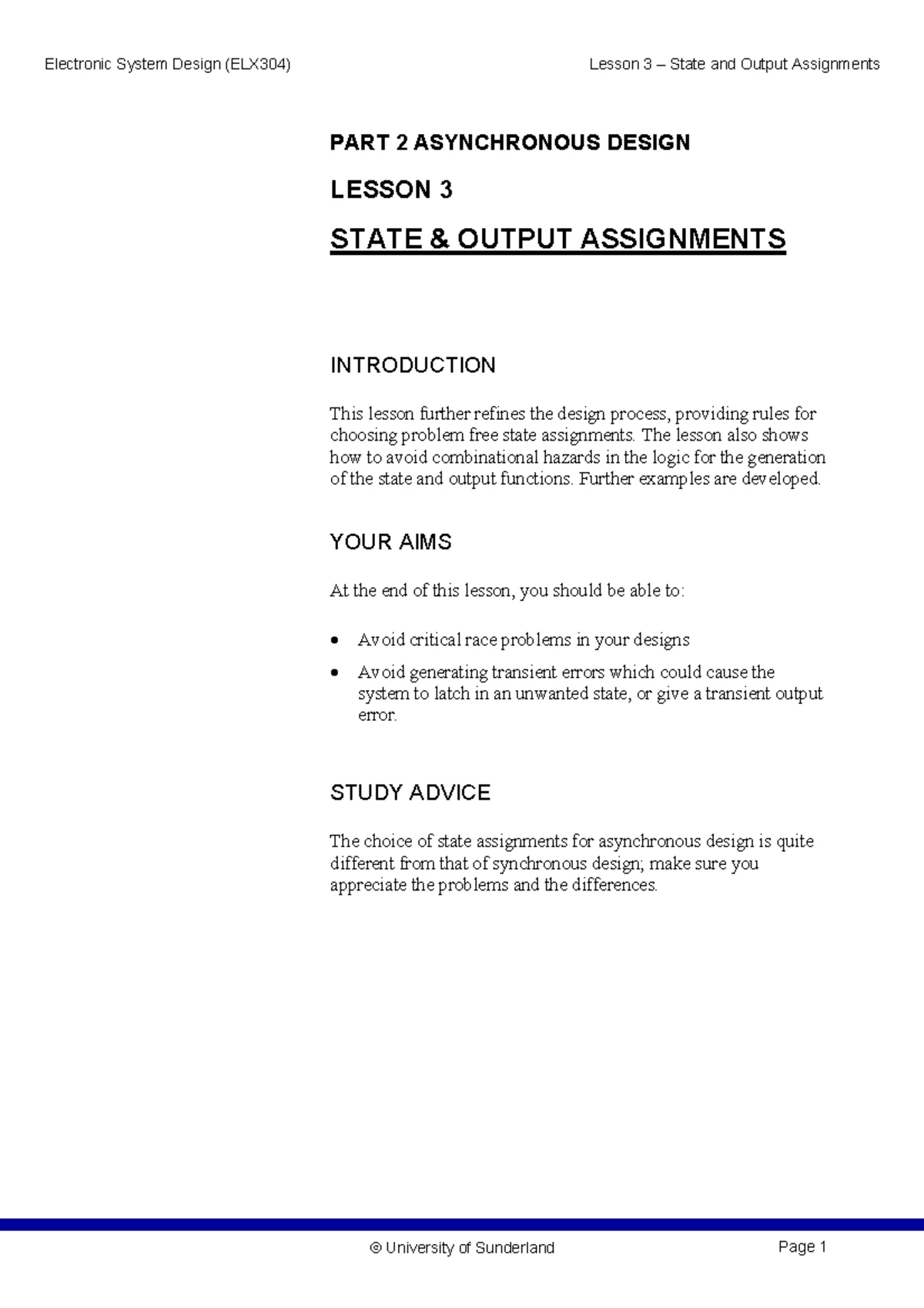 3) Asynchronous Design Lesson 2 - ! " # $ $ % & - Studocu