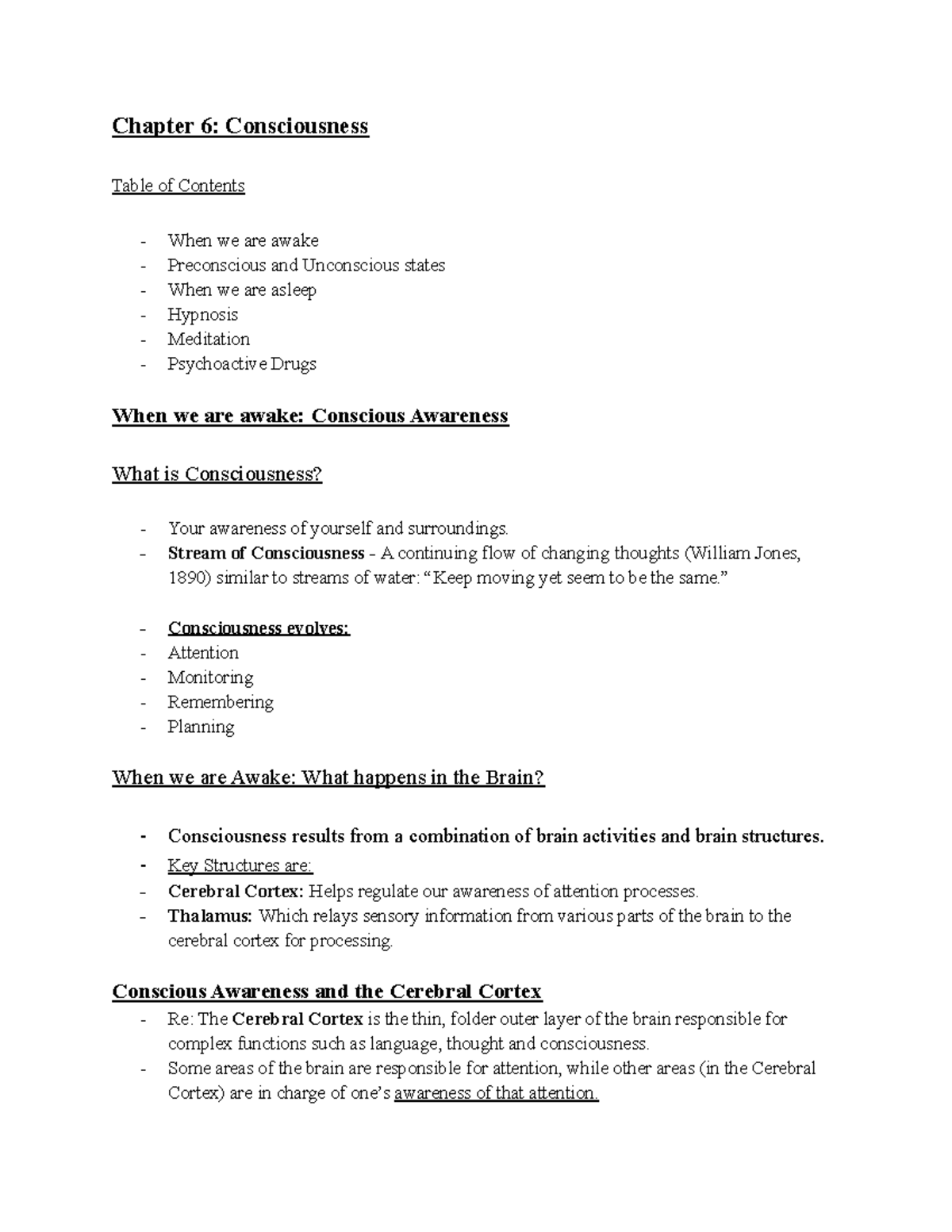 Psychology PSY101 Midterm 2 Review: Consciousness and Learning - Studocu