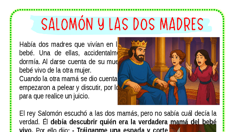 861432035 Ficha: El Juicio del Rey Salomón y las Dos Madres - Studocu