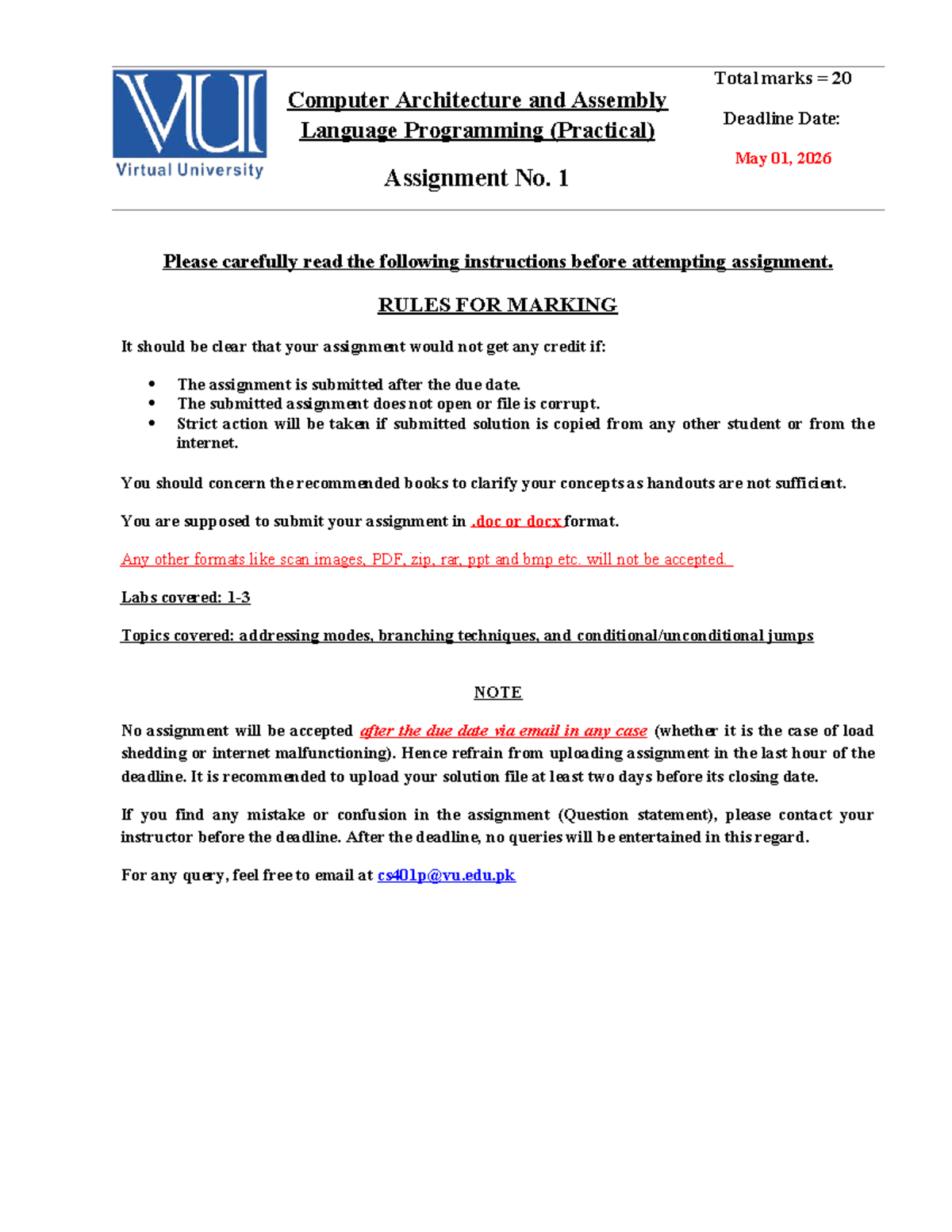 CS401P Assignment 1: Computer Architecture & Assembly Language ...