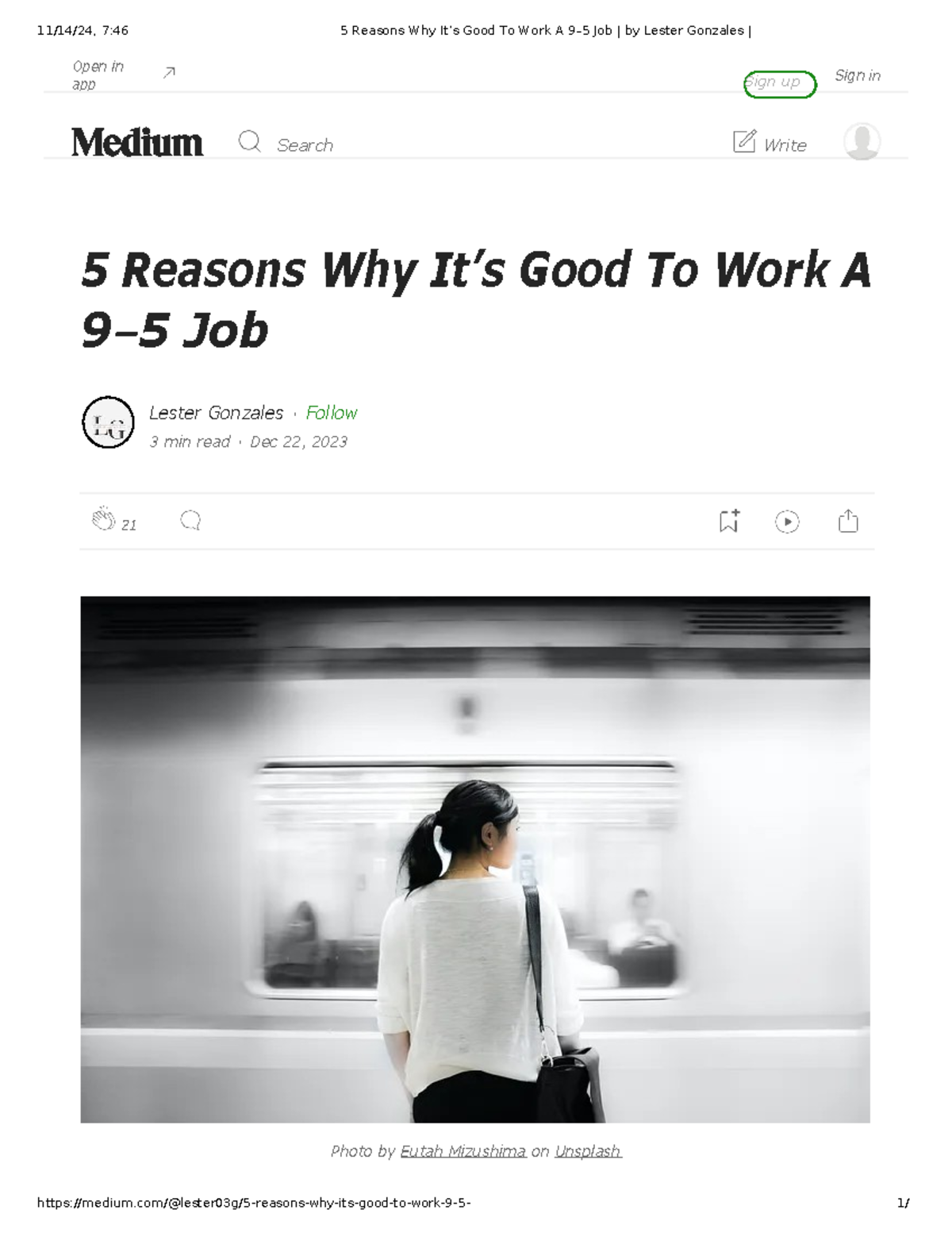 5 Reasons Why It’s Good To Work A 9–5 Job by Lester Gonzales Medium ...