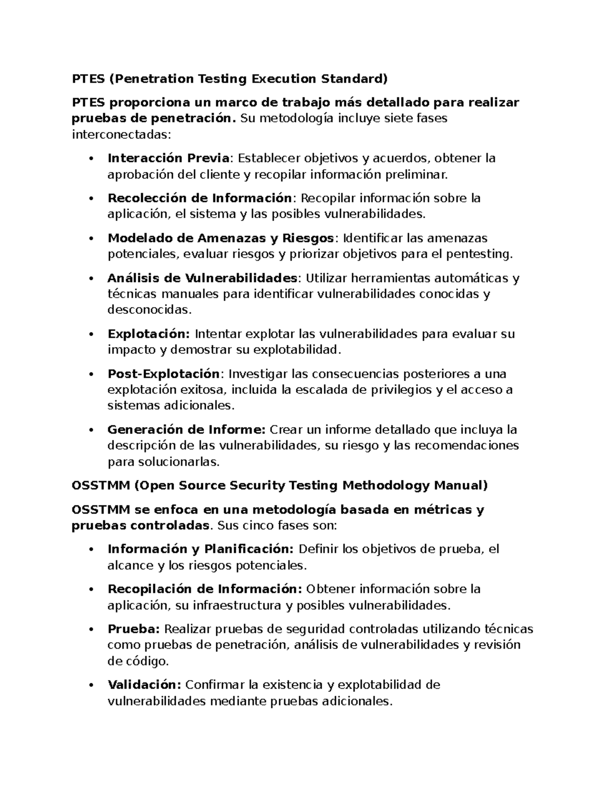 Metodologías de Pentesting: PTES y OSSTMM - Guía Completa - Studocu
