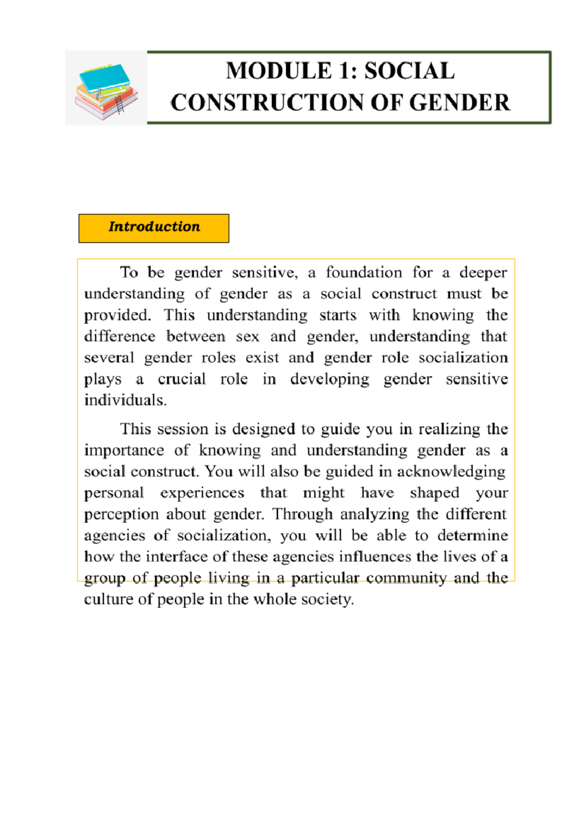 GS- Module-1-.docx - gender and society - Recognize the significance of ...