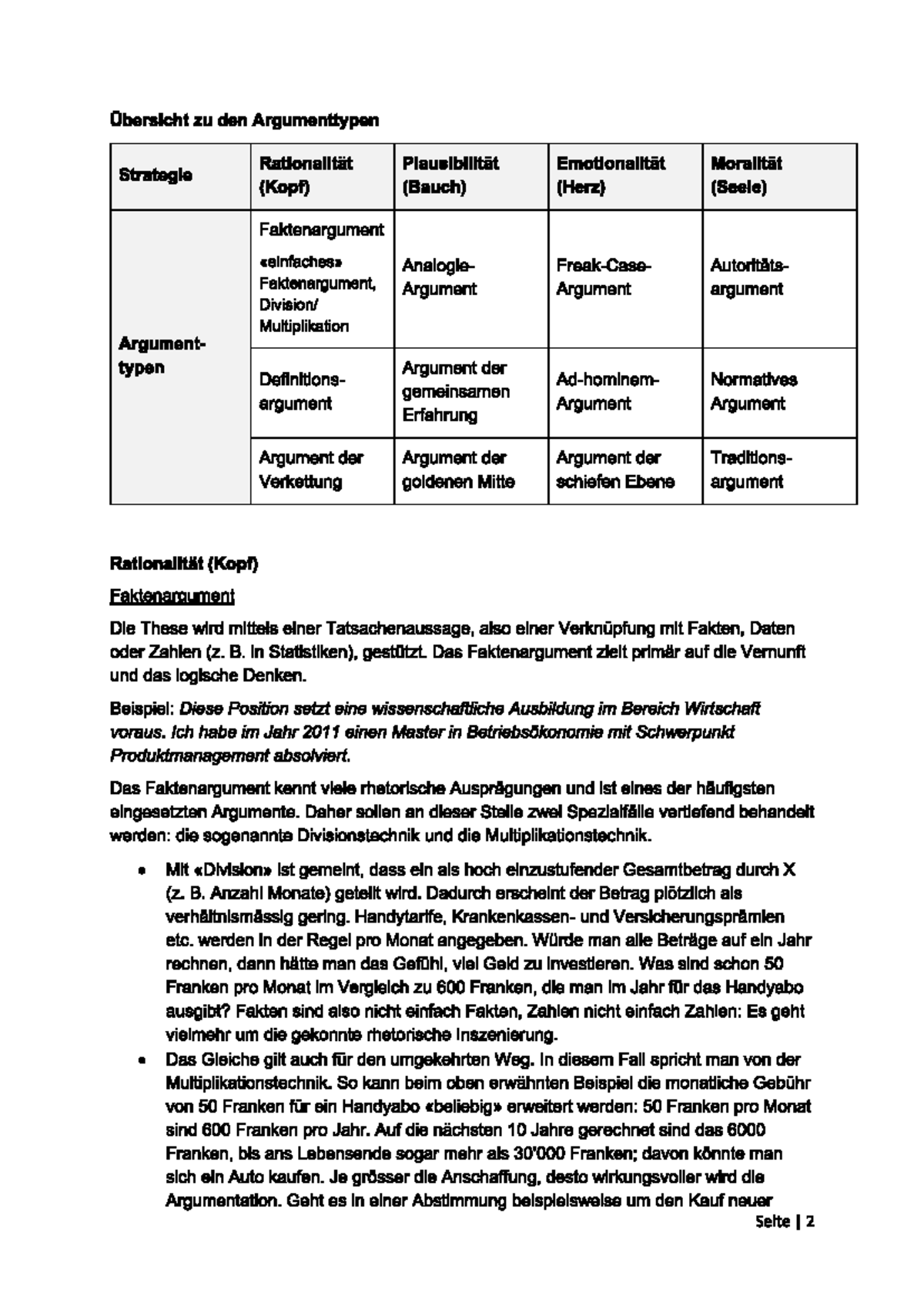 Argumenttypen und ihre Anwendung in der Rhetorik und Logik - Studocu
