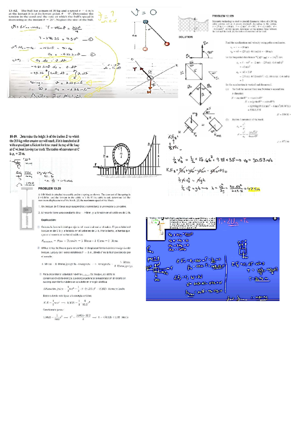 Physics Problem Set: Tension, Speed, and Energy Conservation in ...