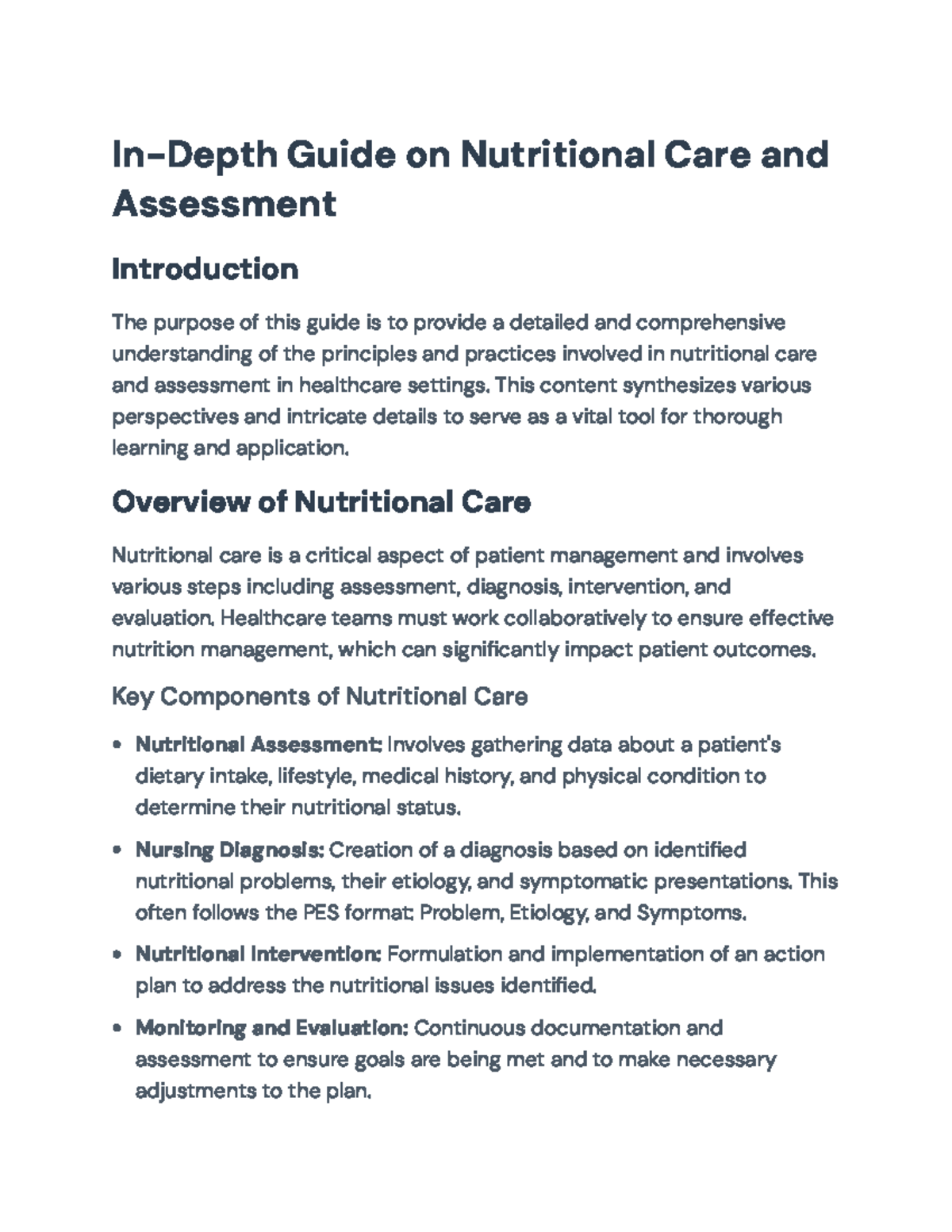 Nutritional Care & Assessment Guide: Principles and Practices - In ...