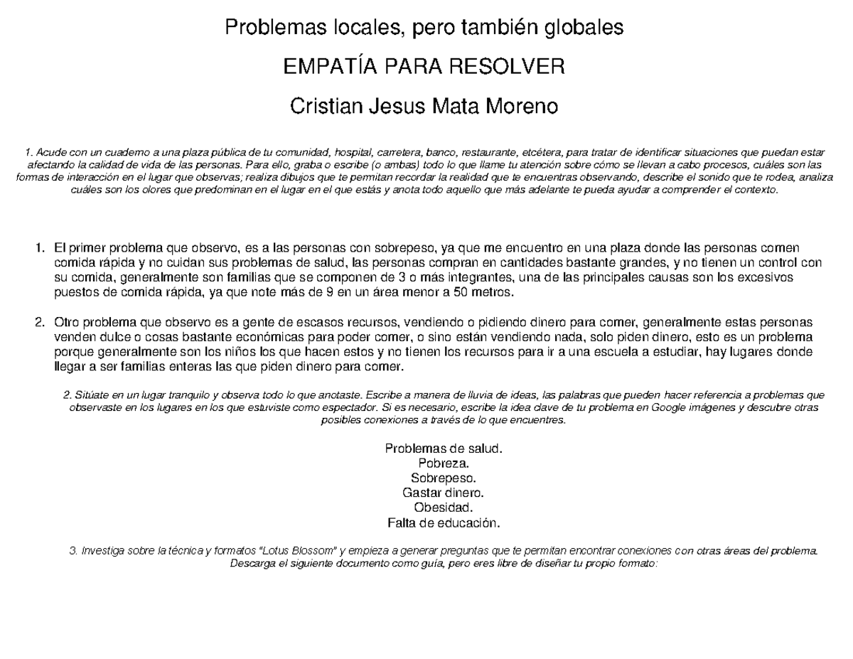 Actividad 7 - tarea - Problemas locales, pero también globales EMPATÍA