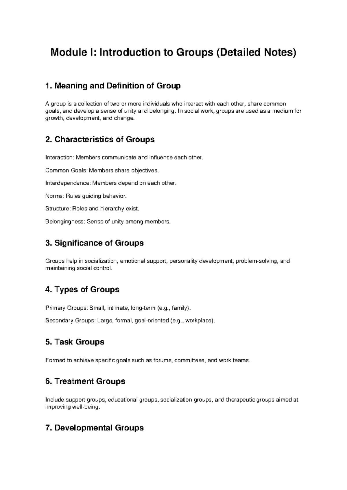 Module I: Group Work Overview (Detailed Notes) - Studocu