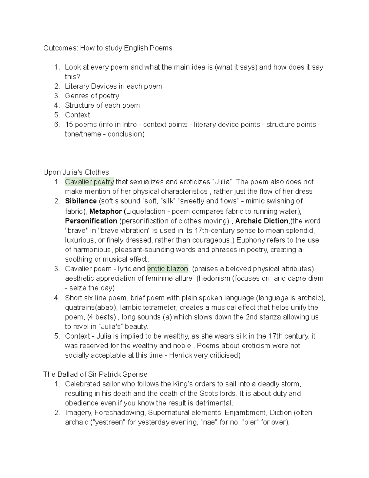 Poetry Analysis Study Guide: Key Themes & Literary Devices - Studocu