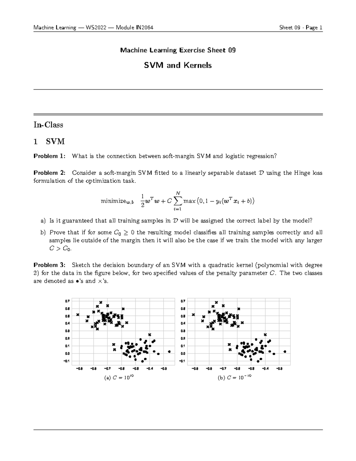 SVM Kernels Exercise 09 - Machine Learning IN2064 WS2022 - Studocu