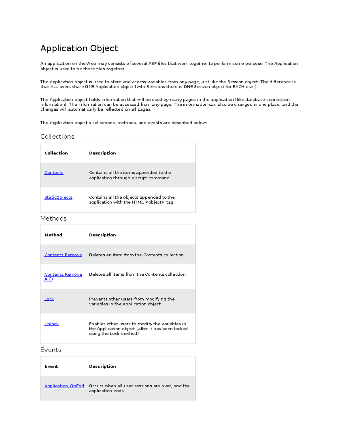ASP Objects - Notes on Application, Response, and Session Objects - Studocu