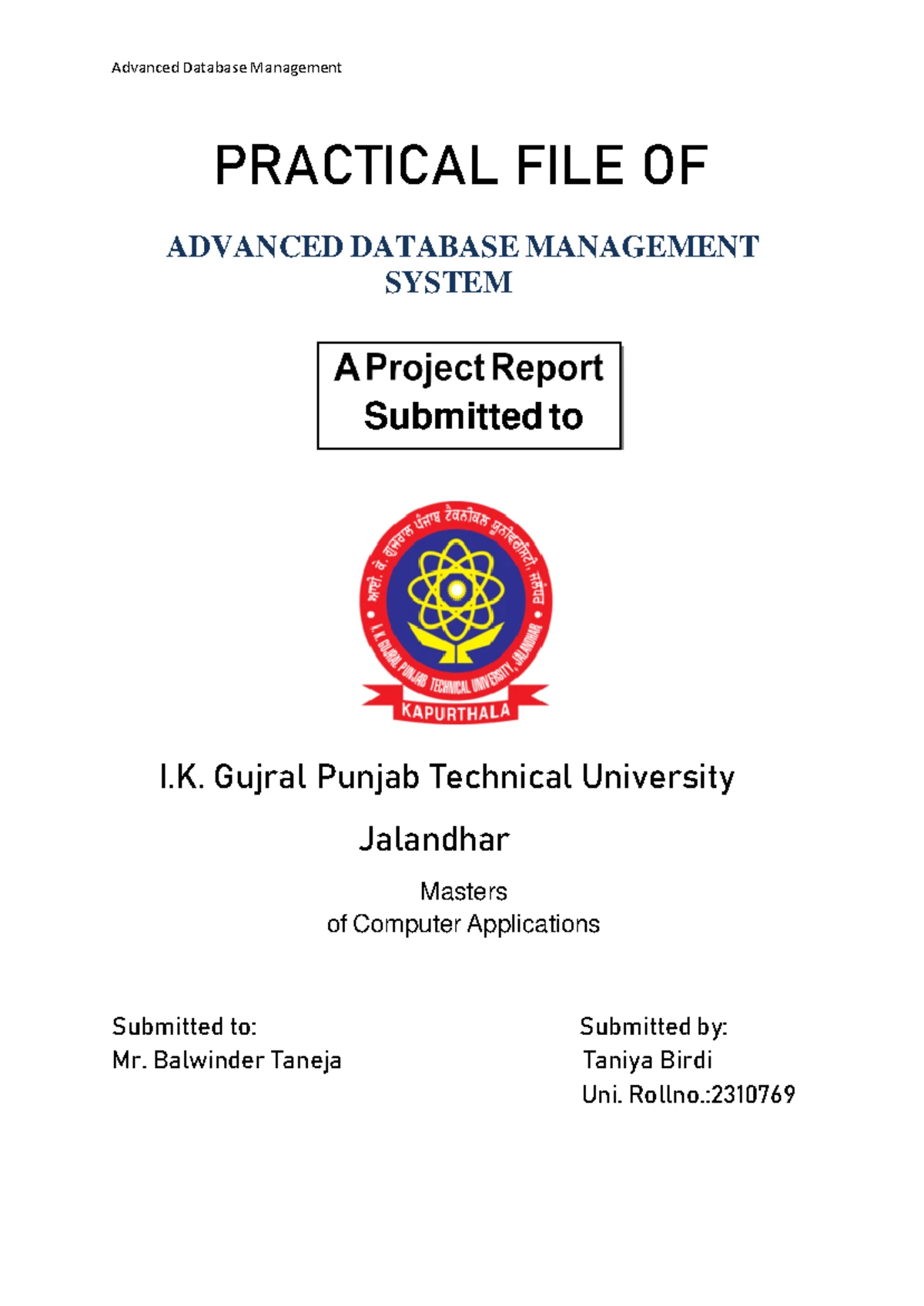 DBMS File - Database management Practical File - Practical File of ...