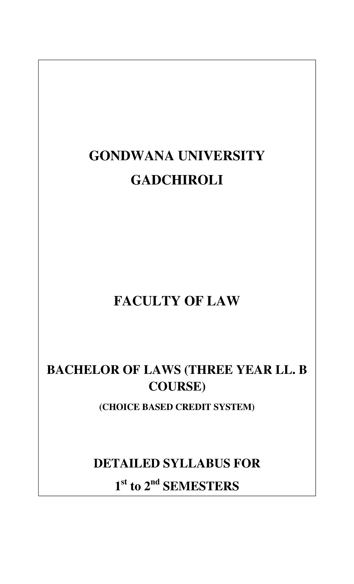 LLB 3 YR CBCS Sem I & II Detailed Syllabus Overview 210717 - Studocu