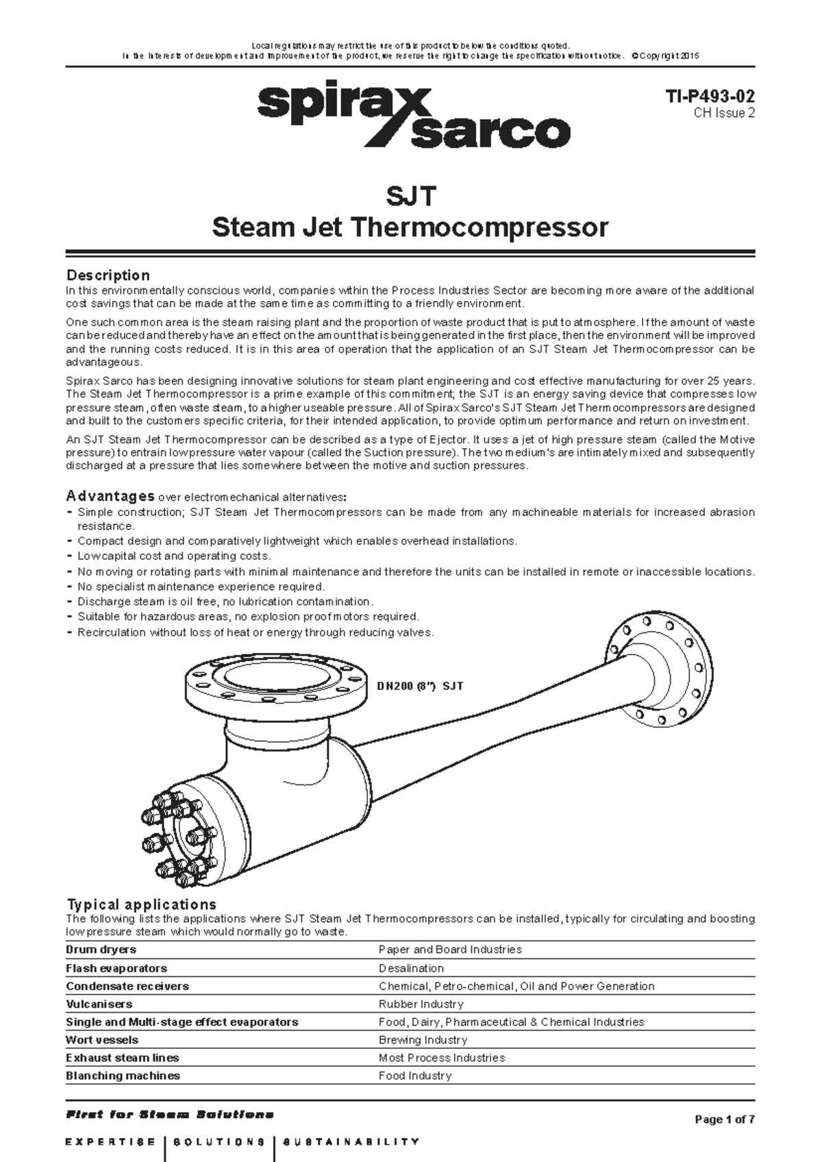 SJT-TI-P493-02-EN: Overview of SJT Steam Jet Thermocompressors - Studocu