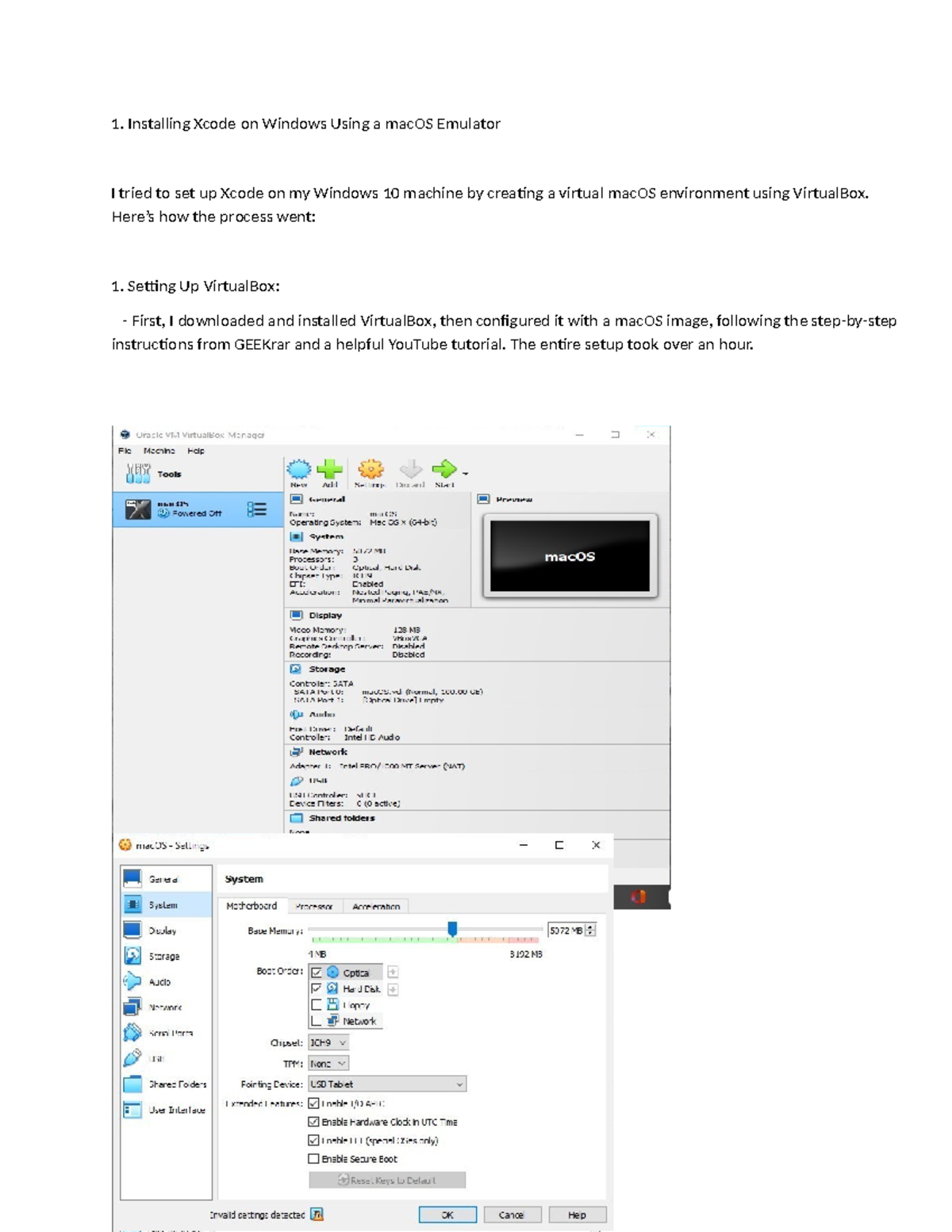 Cs 4405 Unit 5 Assignment: Installing Xcode on Windows with VirtualBox ...