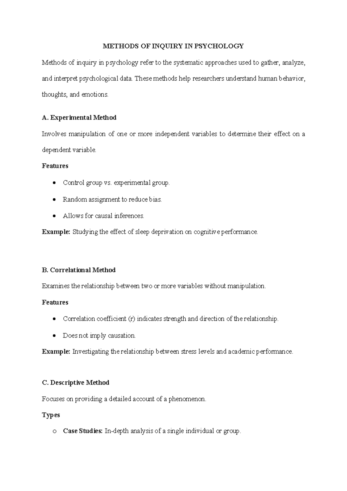 Research Methods in Psychology: Comprehensive Study Notes (PSY 101 ...