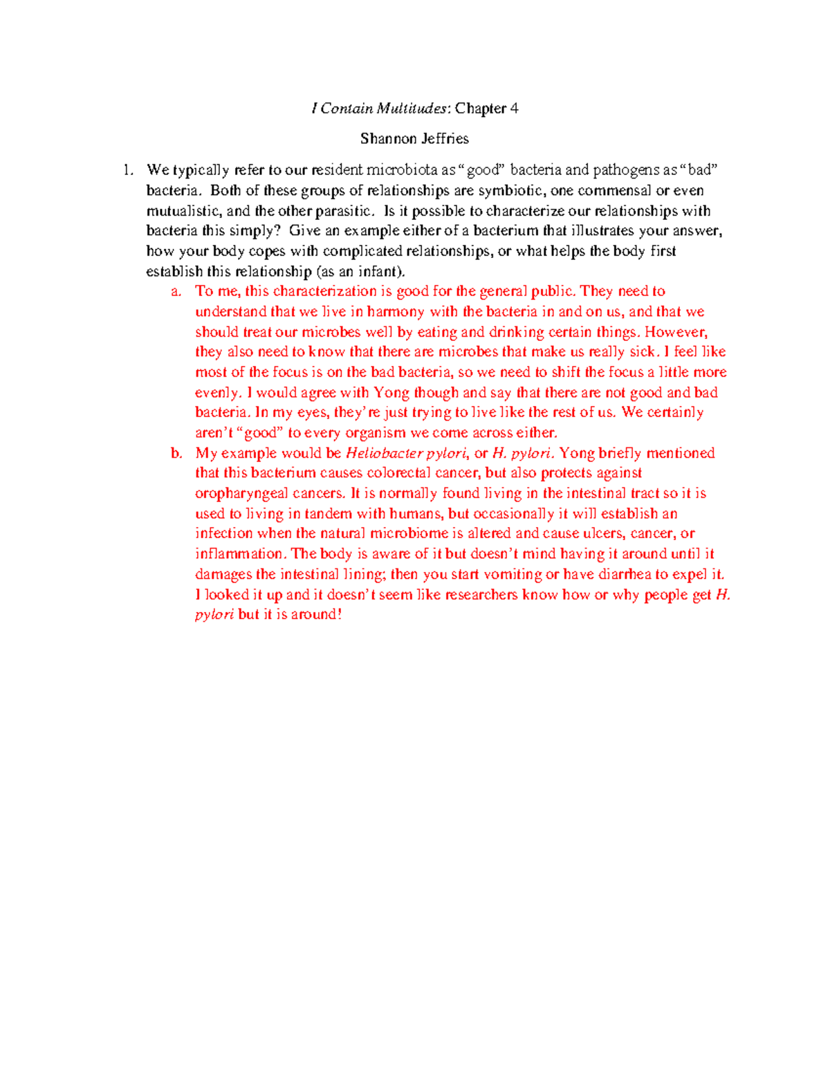 I Contain Multitudes: Summary & Insights from Chapter 4 - Studocu
